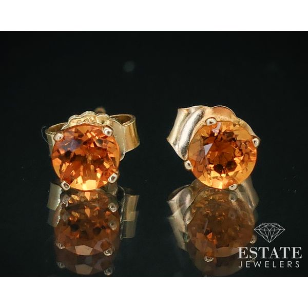 Estate 14k Yellow Gold Natural Citrine Stud Ladies Earrings i13952 Image 2 Estate Jewelers Toledo, OH