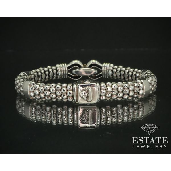 18k & Sterling LAGOS Caviar Buckle Beaded Ladies Bracelet 54g i15096 Image 3 Estate Jewelers Toledo, OH