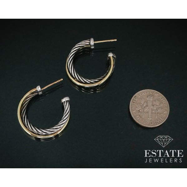 18k & Sterling David Yurman Crossover Cable Hoop Earrings 6.3g i13910 Image 3 Estate Jewelers Toledo, OH