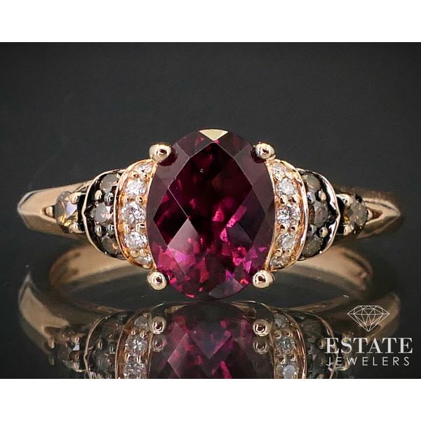 14K Strawberry Gold LeVian Raspberry Garnet & Diamond Ring 3.2g i13682 Estate Jewelers Toledo, OH
