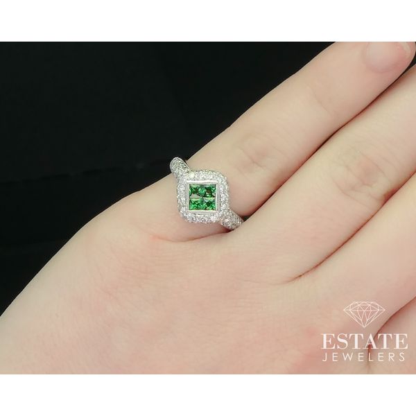18k White Gold Tsavorite Garnet Diamond Ladies Ring 4.6g i15185 Image 4 Estate Jewelers Toledo, OH