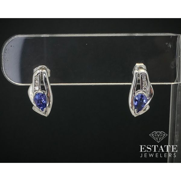 Estate 14k White Gold Natural Tanzanite & Diamond Drop Earrings 2.8g i13996 Estate Jewelers Toledo, OH