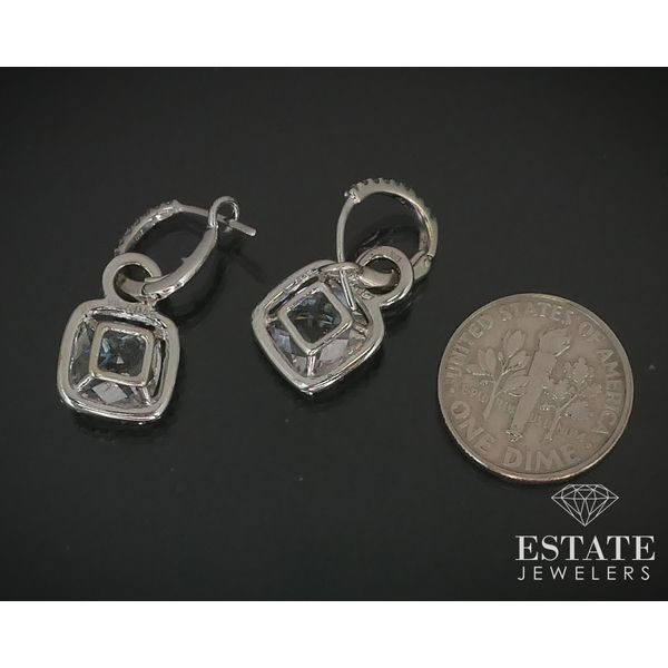 18k White Gold Natural White Topaz & Diamond Dangle Earrings 4.7g i15155 Image 3 Estate Jewelers Toledo, OH