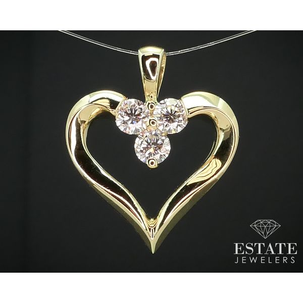 18k Yellow Gold Natural .45ctw Diamond Open Heart Pendant 4.3g i15125 Estate Jewelers Toledo, OH