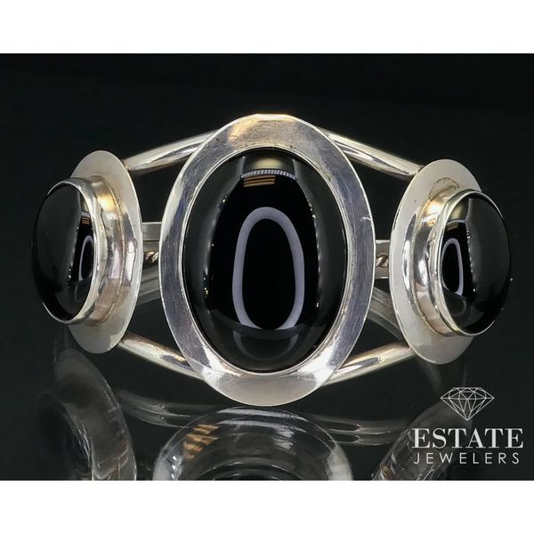 Vintage Sterling Silver Henry Mariano Black Onyx Navajo Cuff Bracelet 37g i13869 Estate Jewelers Toledo, OH