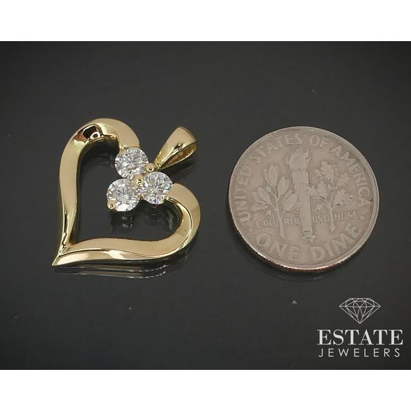 18k Yellow Gold Natural .45ctw Diamond Open Heart Pendant 4.3g i15125 Image 2 Estate Jewelers Toledo, OH