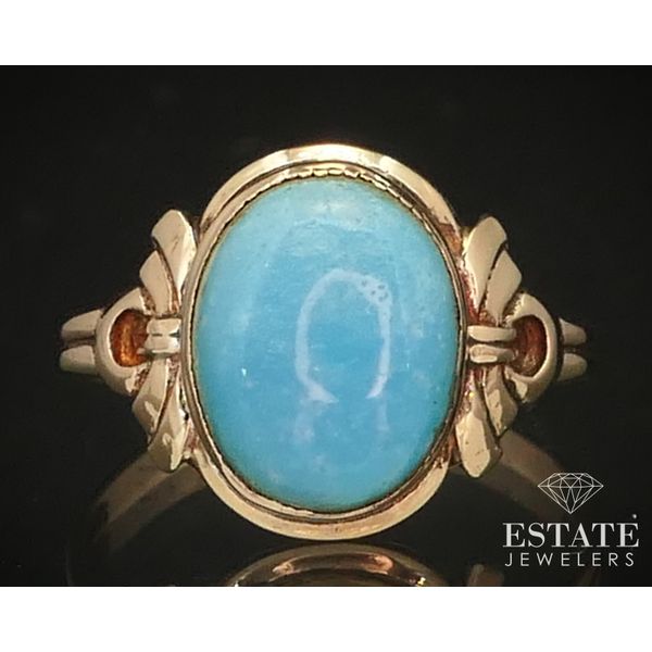Antique 10k Yellow Gold Natural Turquoise Ladies Ring 1.7g i14721 Estate Jewelers Toledo, OH