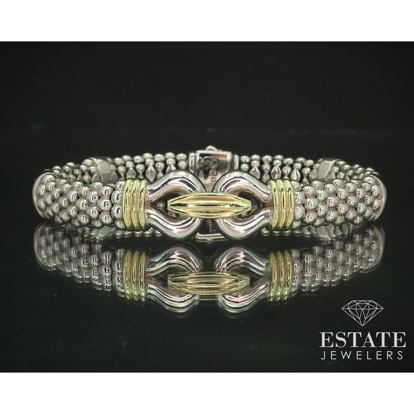 18k & Sterling LAGOS Caviar Buckle Beaded Ladies Bracelet 54g i15096 Estate Jewelers Toledo, OH