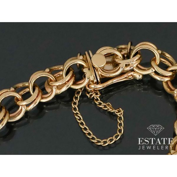 Estate 14K Yellow Gold Double Link Charm Bracelet