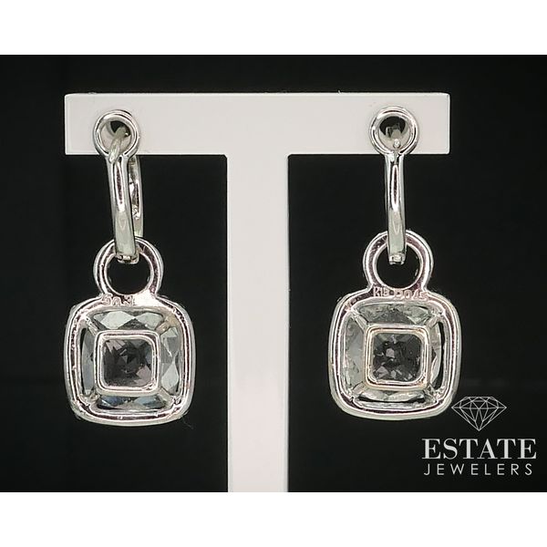 18k White Gold Natural White Topaz & Diamond Dangle Earrings 4.7g i15155 Image 2 Estate Jewelers Toledo, OH
