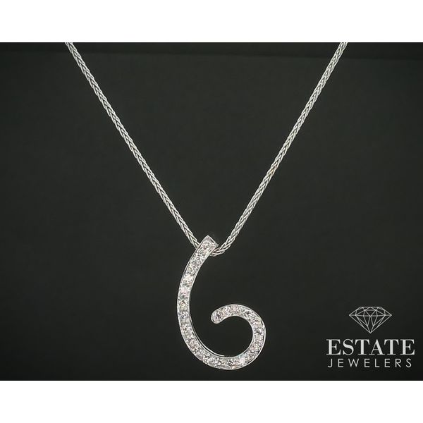 18k White Gold Natural .44ctw Diamond Spiral Ladies Necklace 6.6g 18"L i15093 Image 2 Estate Jewelers Toledo, OH