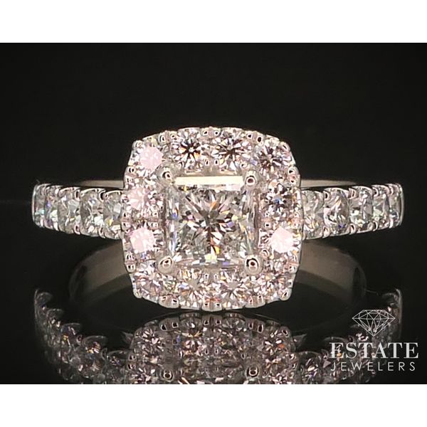 Platinum Princess Cut 1.50ctw Diamond Halo Engagement Ring 8.6g i14974 Estate Jewelers Toledo, OH
