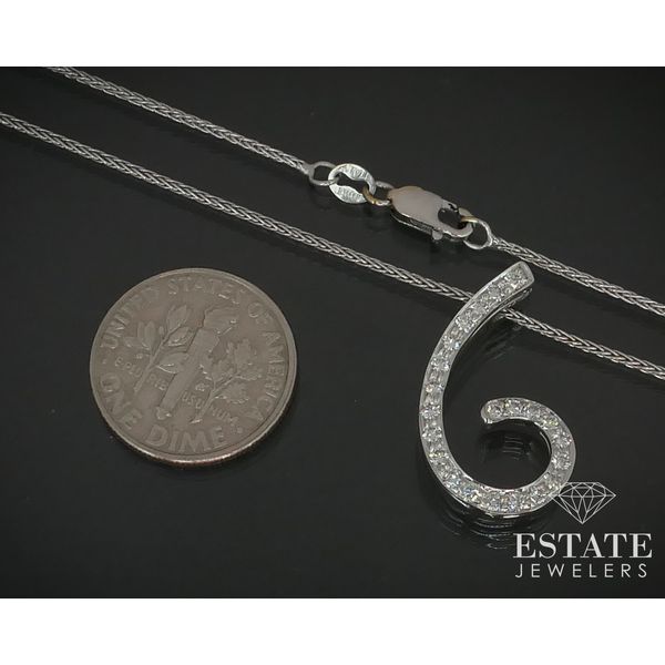 18k White Gold Natural .44ctw Diamond Spiral Ladies Necklace 6.6g 18"L i15093 Image 3 Estate Jewelers Toledo, OH
