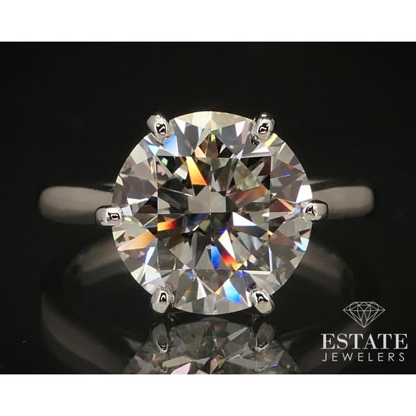 14k White Gold Round GIA Natural 3.97ct Diamond Solitaire Ring 4.7g i14972 Estate Jewelers Toledo, OH