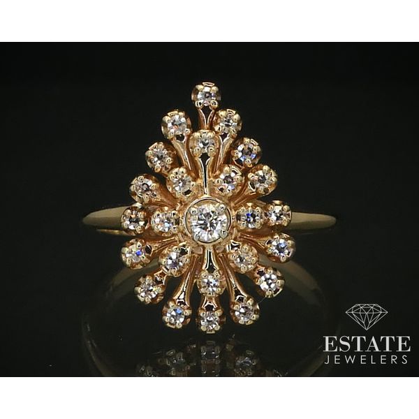 14k Yellow Gold Natural .28ctw Diamond Starburst Cluster Ladies Ring 4.1g i14014 Estate Jewelers Toledo, OH