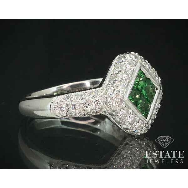 18k White Gold Tsavorite Garnet Diamond Ladies Ring 4.6g i15185 Image 2 Estate Jewelers Toledo, OH