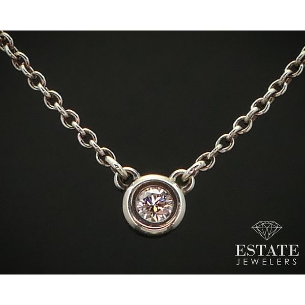 Sterling Elsa Peretti Diamond By the Yard Solitaire Tiffany Necklace 16"L i14167 Estate Jewelers Toledo, OH