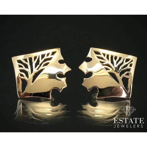 Estate 14k Yellow Gold Leafy Cut Out Stud Ladies Earrings 1.9g i13767 Estate Jewelers Toledo, OH