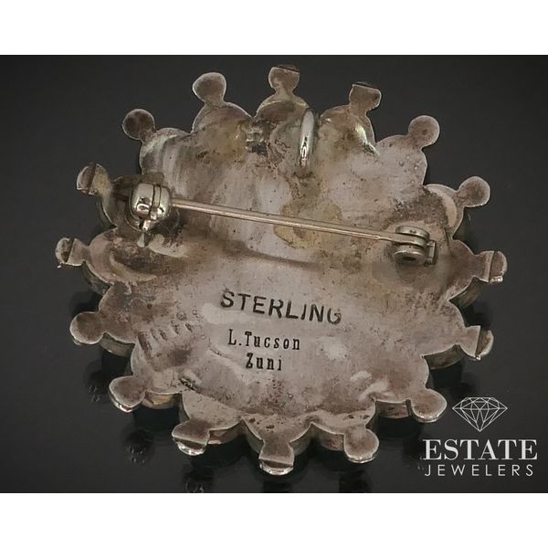 Vintage Sterling Zuni Sun God L. Tuscon Multi Gem Pin Pendant 12g i15176 Image 3 Estate Jewelers Toledo, OH