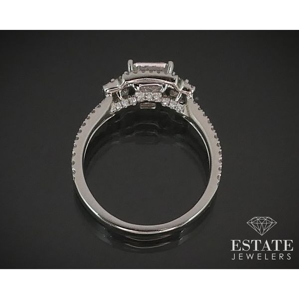 14k White Gold Emerald Cut 1.12ct Diamond Halo Engagement Ring 3.8g i15175 Image 4 Estate Jewelers Toledo, OH