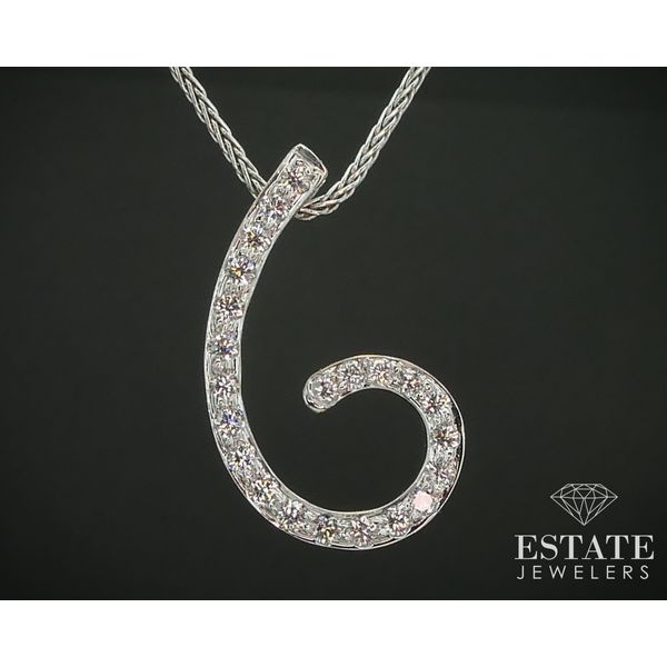 18k White Gold Natural .44ctw Diamond Spiral Ladies Necklace 6.6g 18"L i15093 Estate Jewelers Toledo, OH