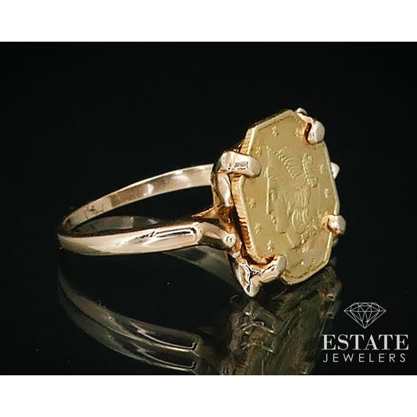 14k Yellow Gold 1854 $1 California Liberty Gold Coin Ladies Ring 3.2g i13956 Image 2 Estate Jewelers Toledo, OH