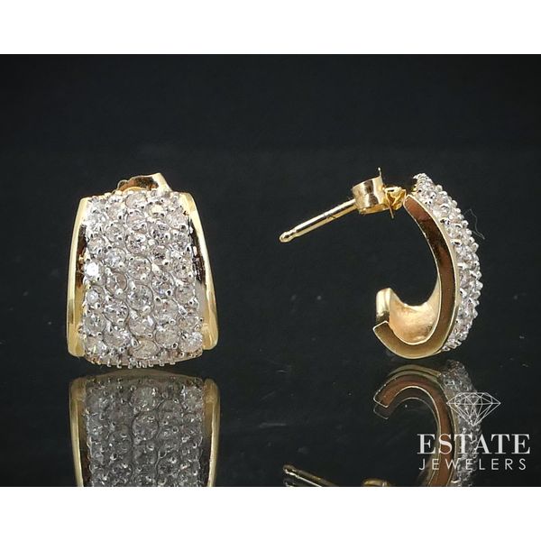 Estate 14k Yellow Gold Natural .46ctw Diamond J Hook Earrings 4.2g i13719 Estate Jewelers Toledo, OH