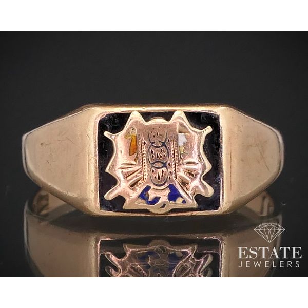 Antique 10k Yellow Gold Ostby & Barton Crest Mens Band Ring 6.5g i13763 Estate Jewelers Toledo, OH