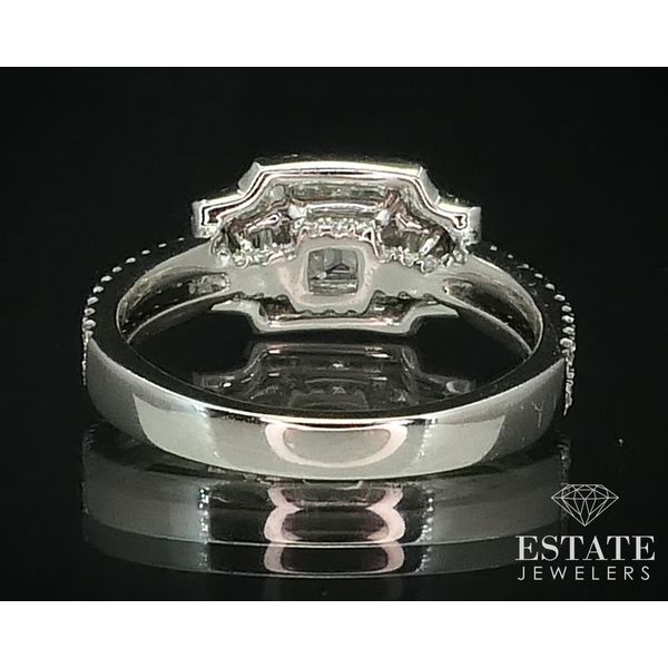 14k White Gold Emerald Cut 1.12ct Diamond Halo Engagement Ring 3.8g i15175 Image 3 Estate Jewelers Toledo, OH