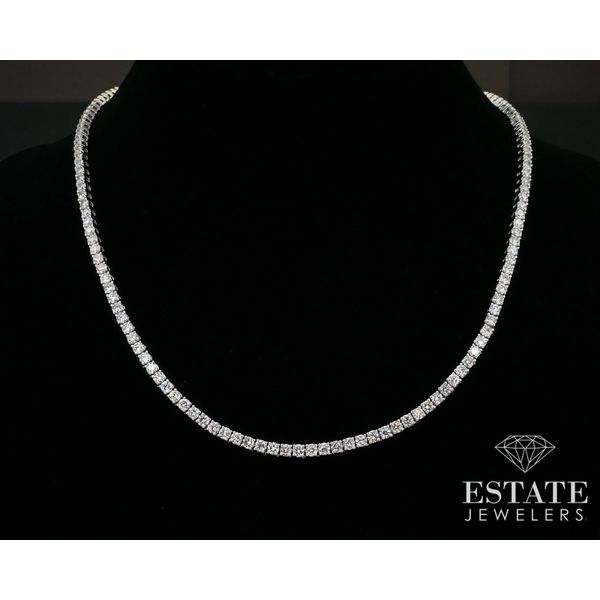 14k White Gold Round Natural 13.16ctw Lab Diamond Tennis Necklace 32g i14285 Estate Jewelers Toledo, OH
