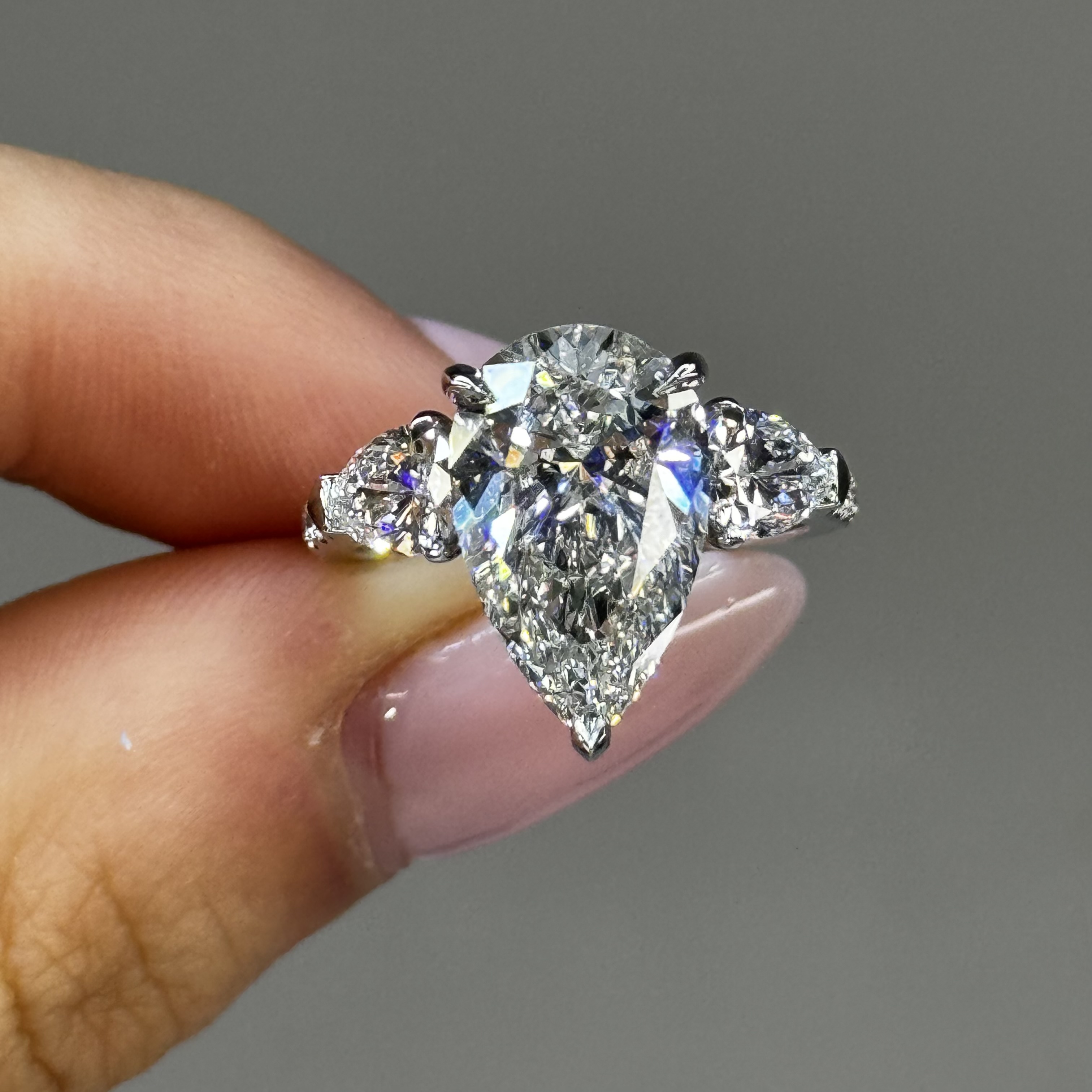 GIA 4.17ct E VS2 Pear "Destiny" Engagement Ring Image 3 Forever Diamonds New York, NY
