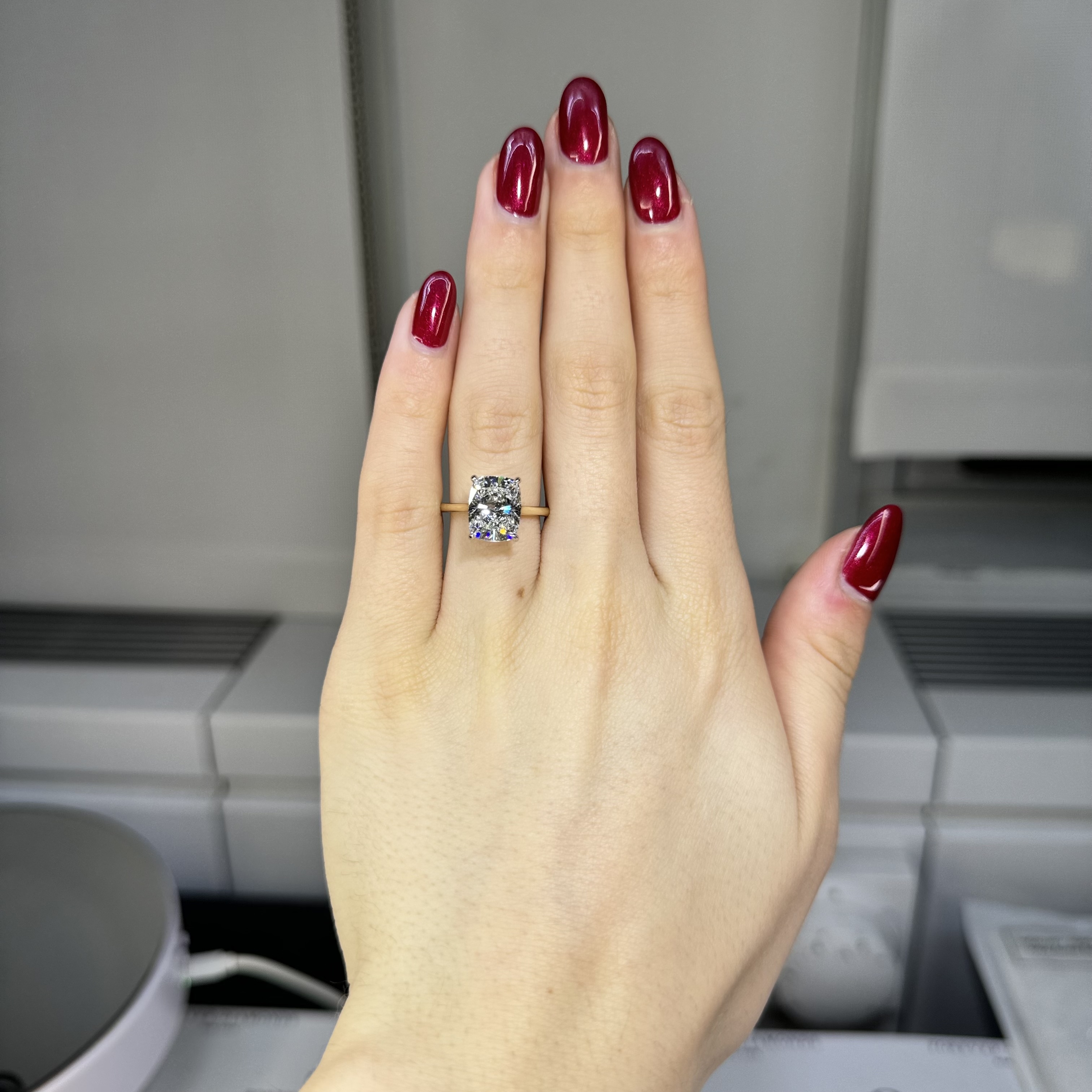 GIA 4.13 F VS2 Cushion "Cara" Engagement Ring Image 5 Forever Diamonds New York, NY