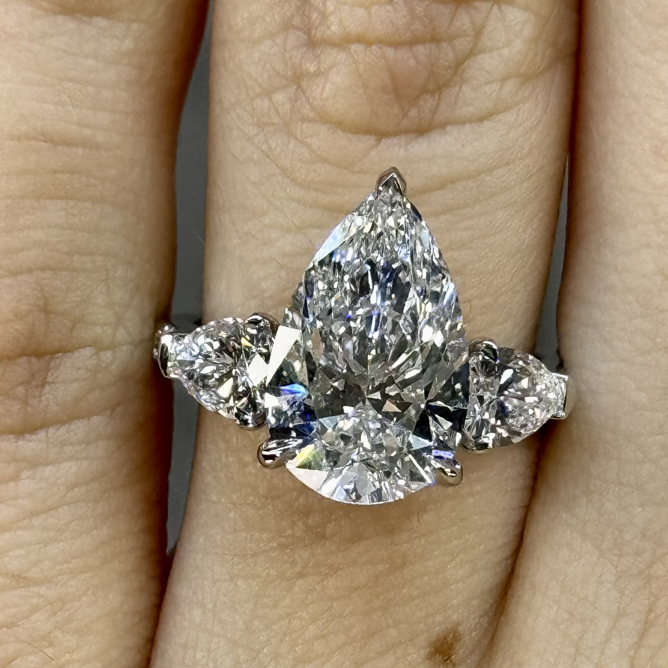 GIA 4.17ct E VS2 Pear "Destiny" Engagement Ring Forever Diamonds New York, NY