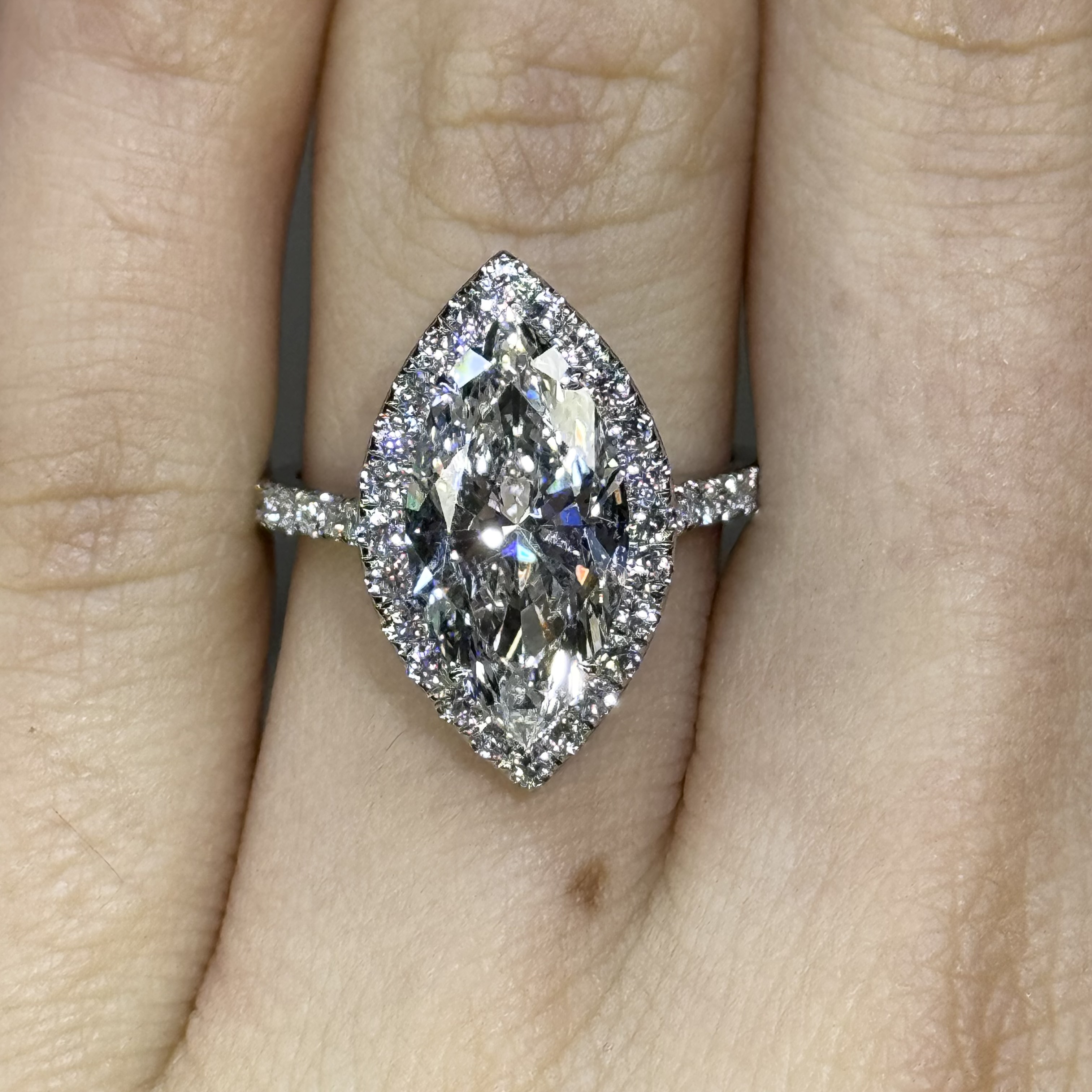 GIA 3.56ct F VS1 Marquise "Jackie" Engagement Ring Image 2 Forever Diamonds New York, NY