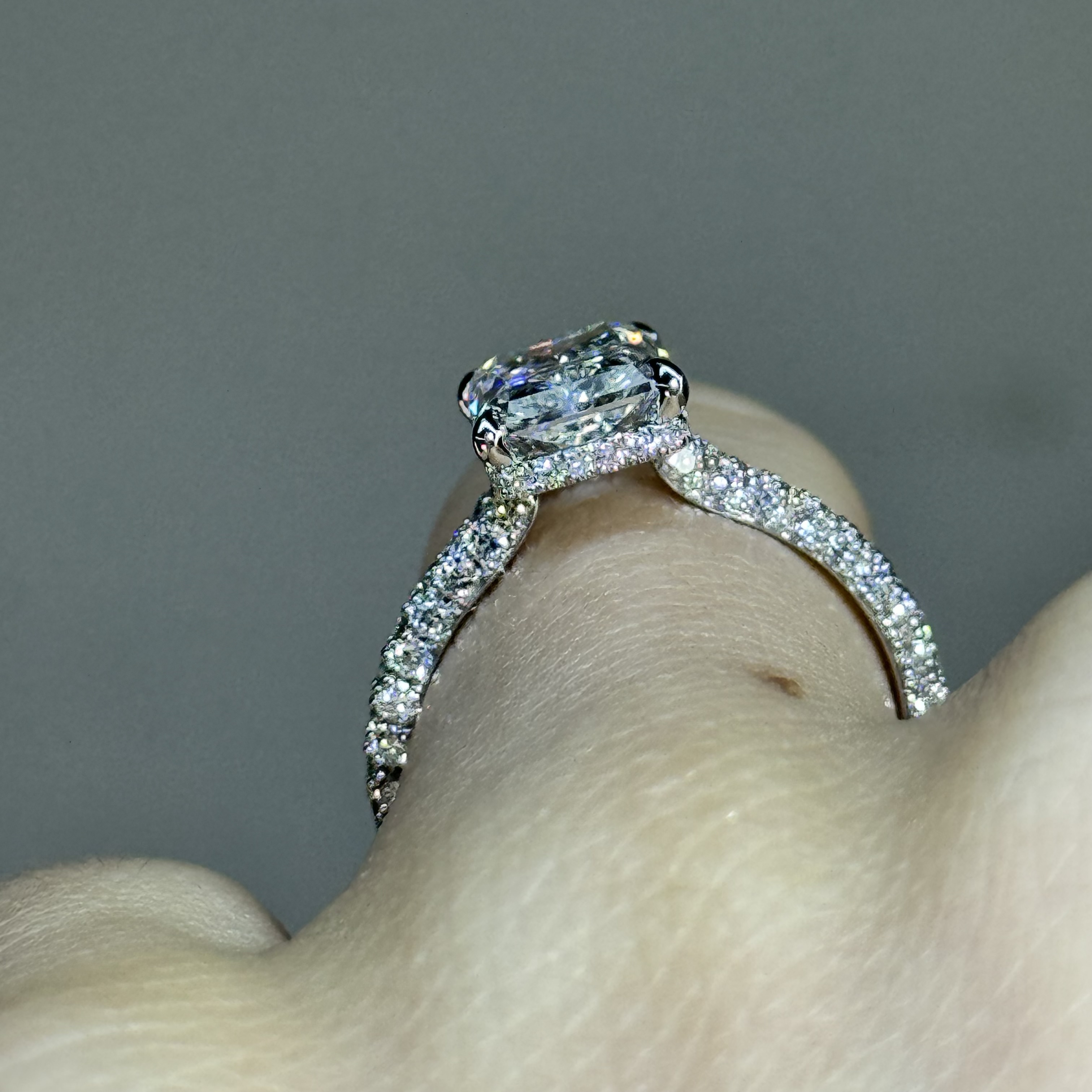 3.02 F VS2 Radiant "Celine" Engagement Ring Image 3 Forever Diamonds New York, NY