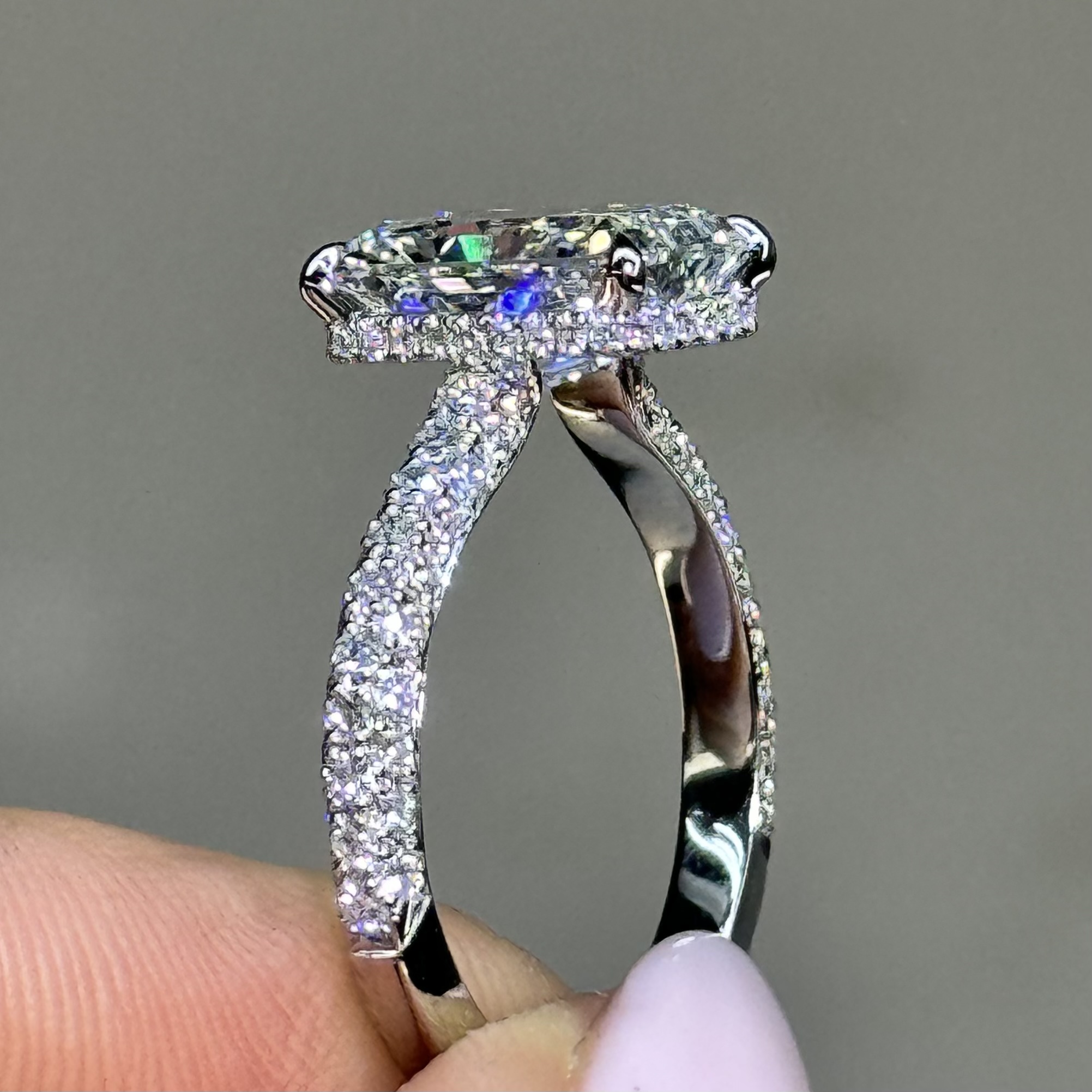 3.02 F VS2 Radiant "Celine" Engagement Ring Image 2 Forever Diamonds New York, NY