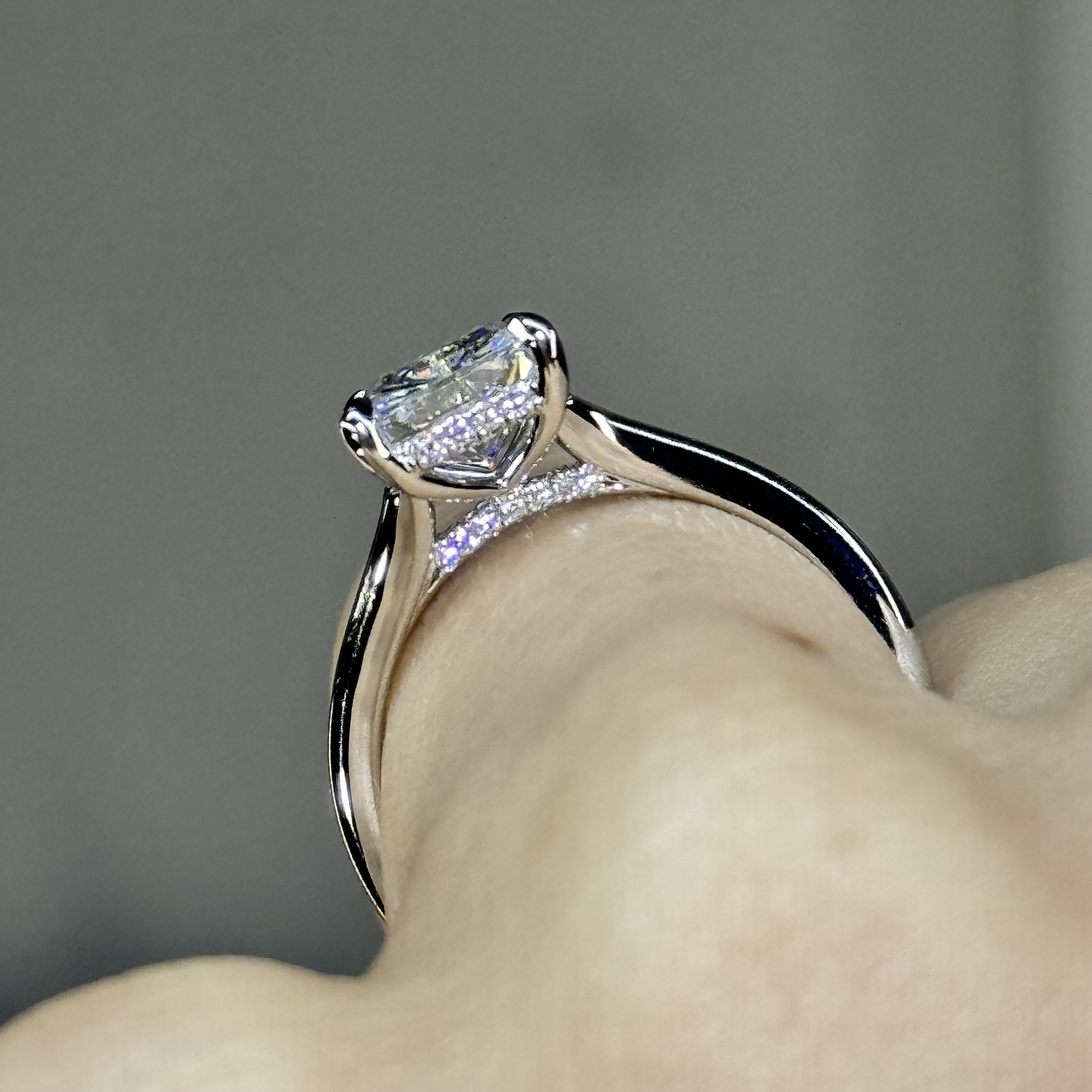 GIA 2.55ct E VS1 Radiant "Nova" Engagement Ring Image 3 Forever Diamonds New York, NY