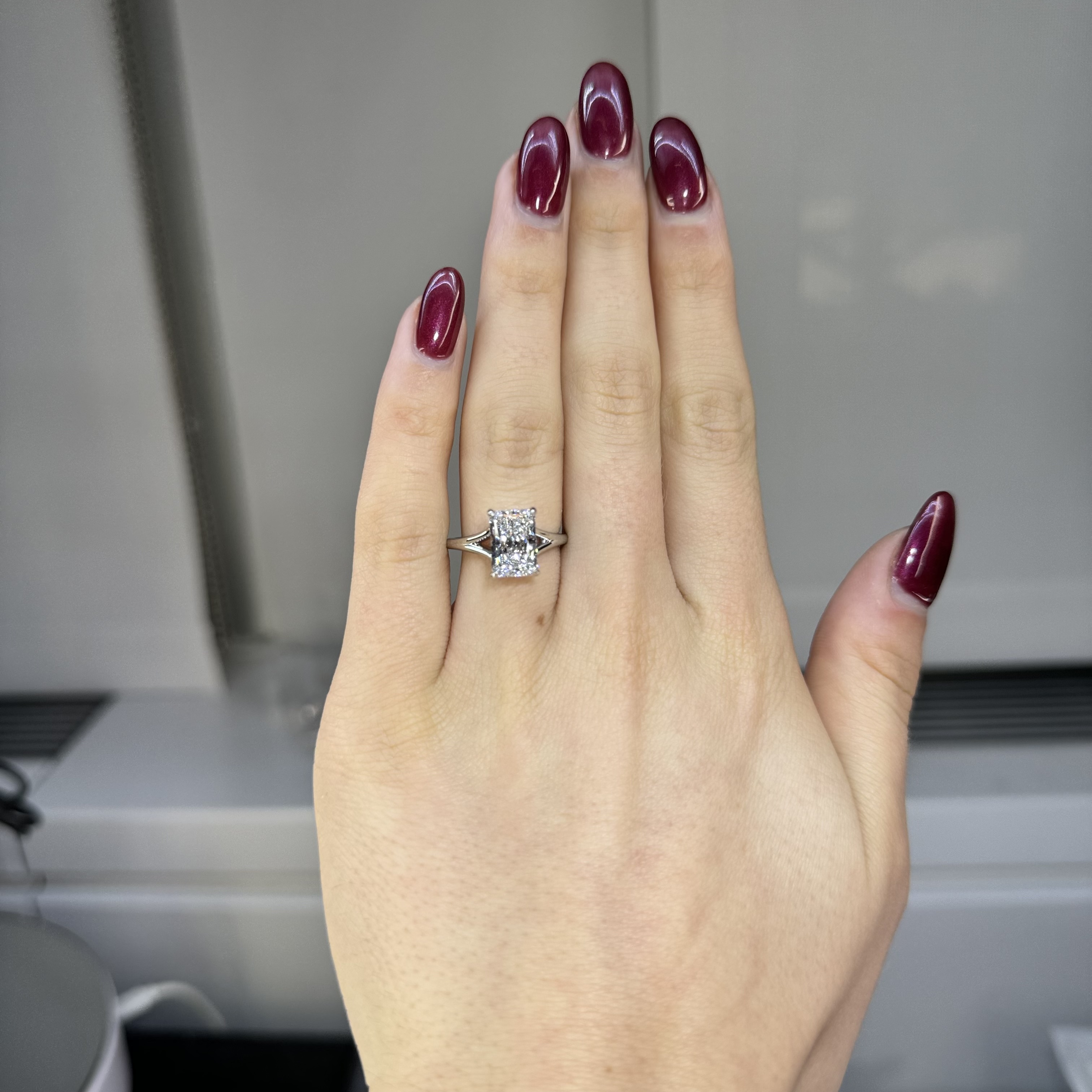 GIA 2.55ct E VS1 Radiant "Nova" Engagement Ring Forever Diamonds New York, NY