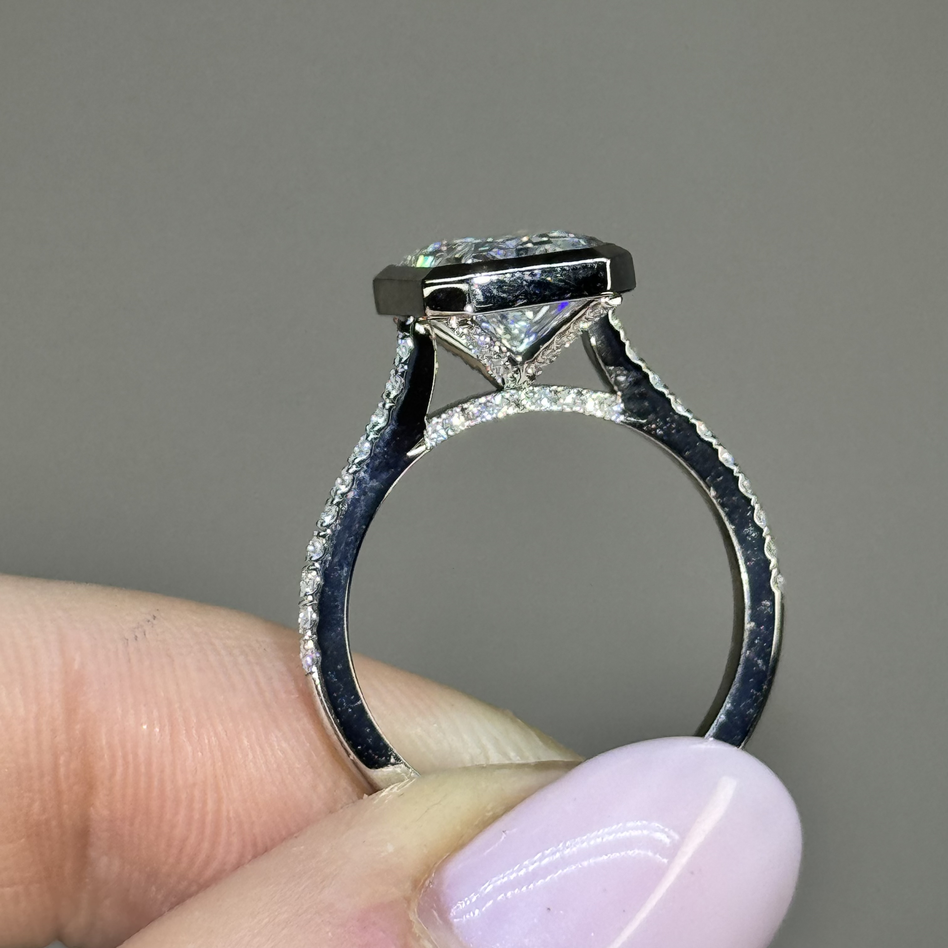 GIA 3.43 E VS2 Radiant "Dakotah" Engagement Ring Forever Diamonds New York, NY
