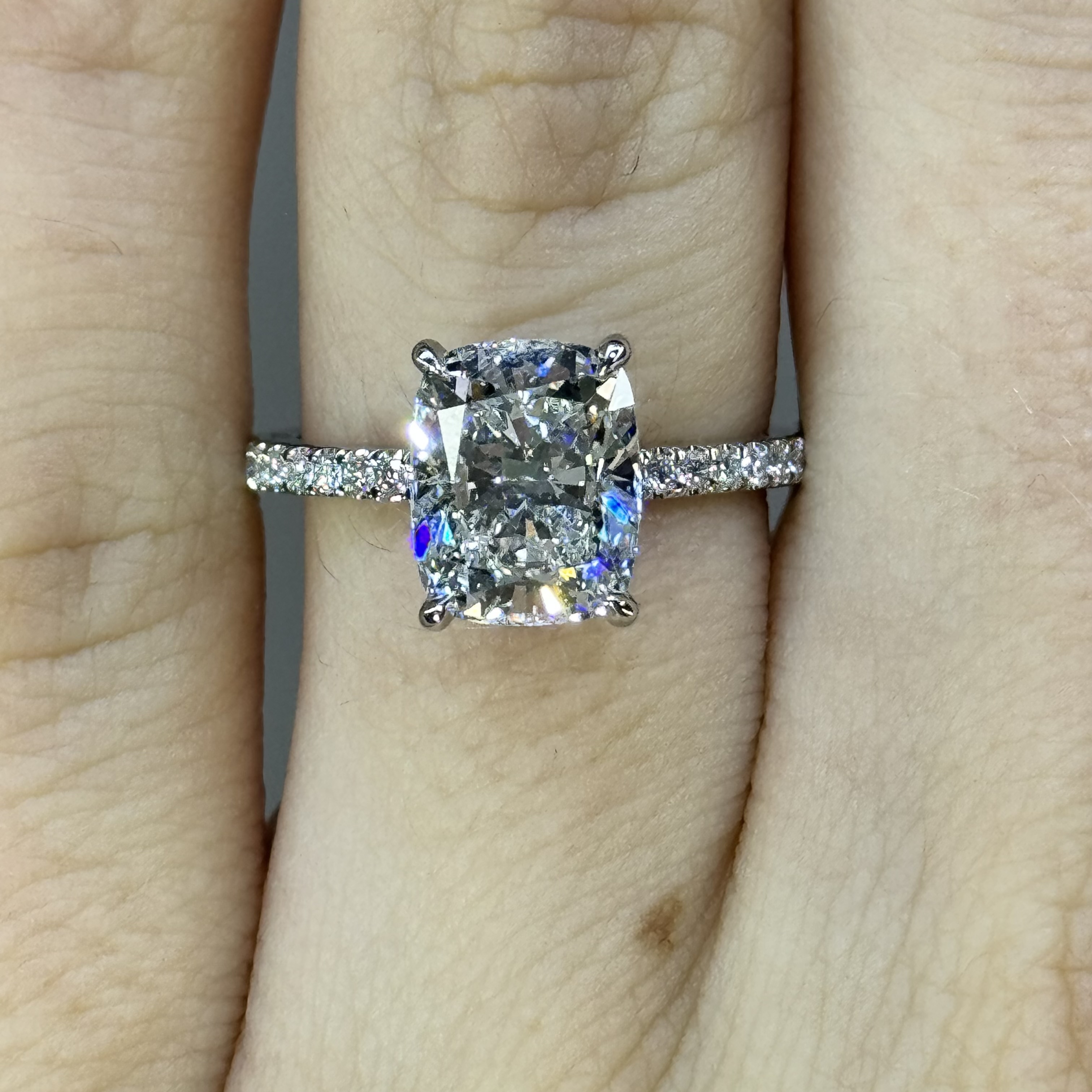 GIA 2.58 E VS2 Cushion "Harlow" Engagement Ring Image 2 Forever Diamonds New York, NY