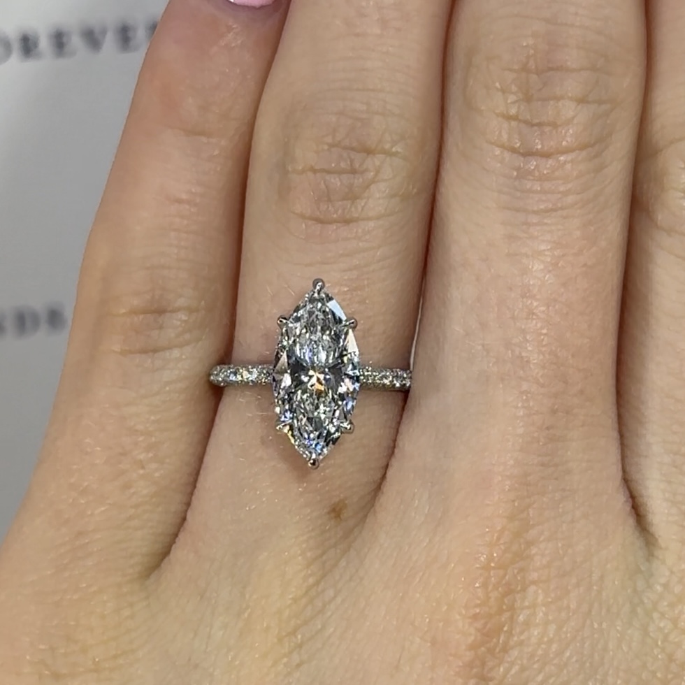 2.77ct E VS2 Lab Grown Marquise "Alexandria" Engagement Ring Image 4 Forever Diamonds New York, NY