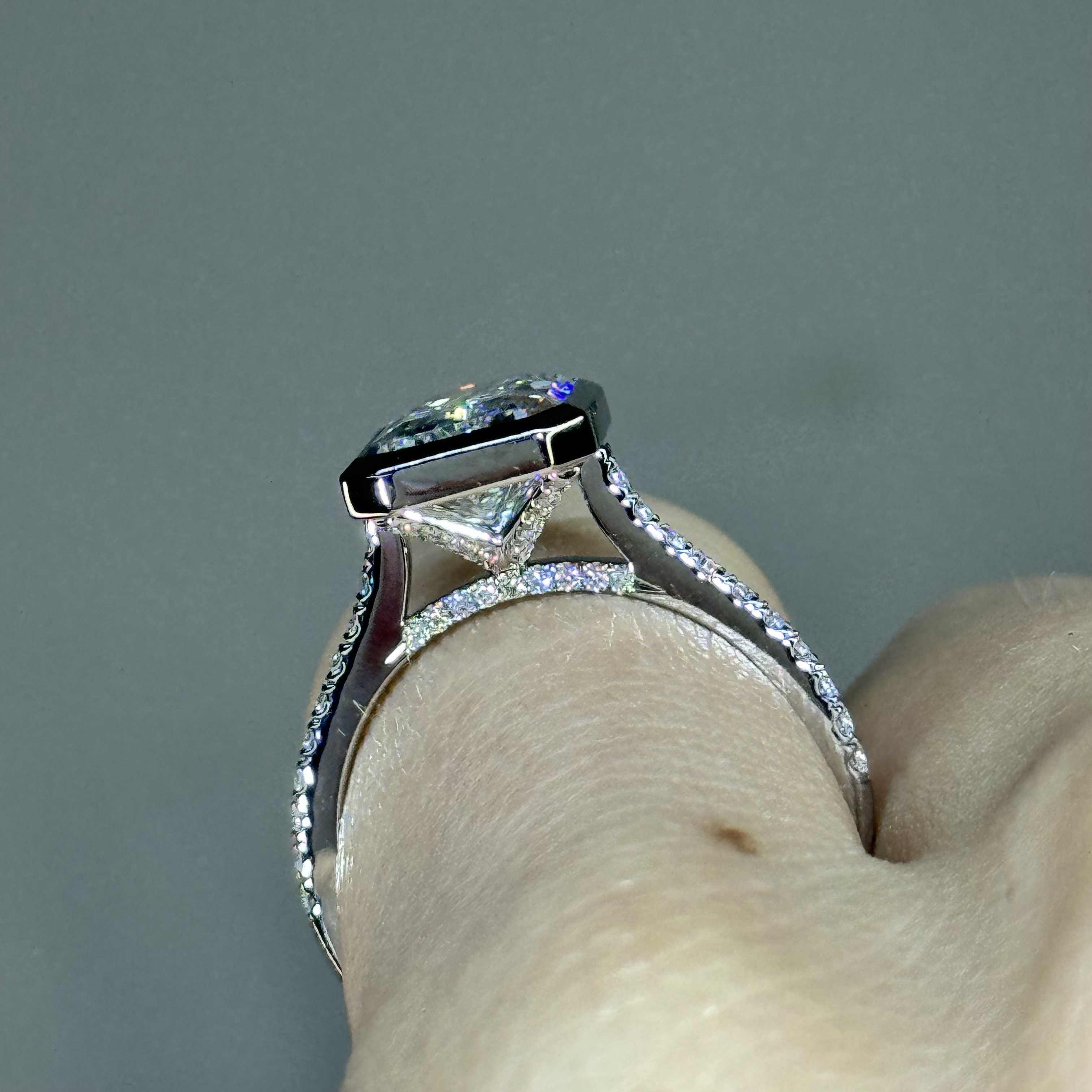 GIA 3.43 E VS2 Radiant "Dakotah" Engagement Ring Image 2 Forever Diamonds New York, NY