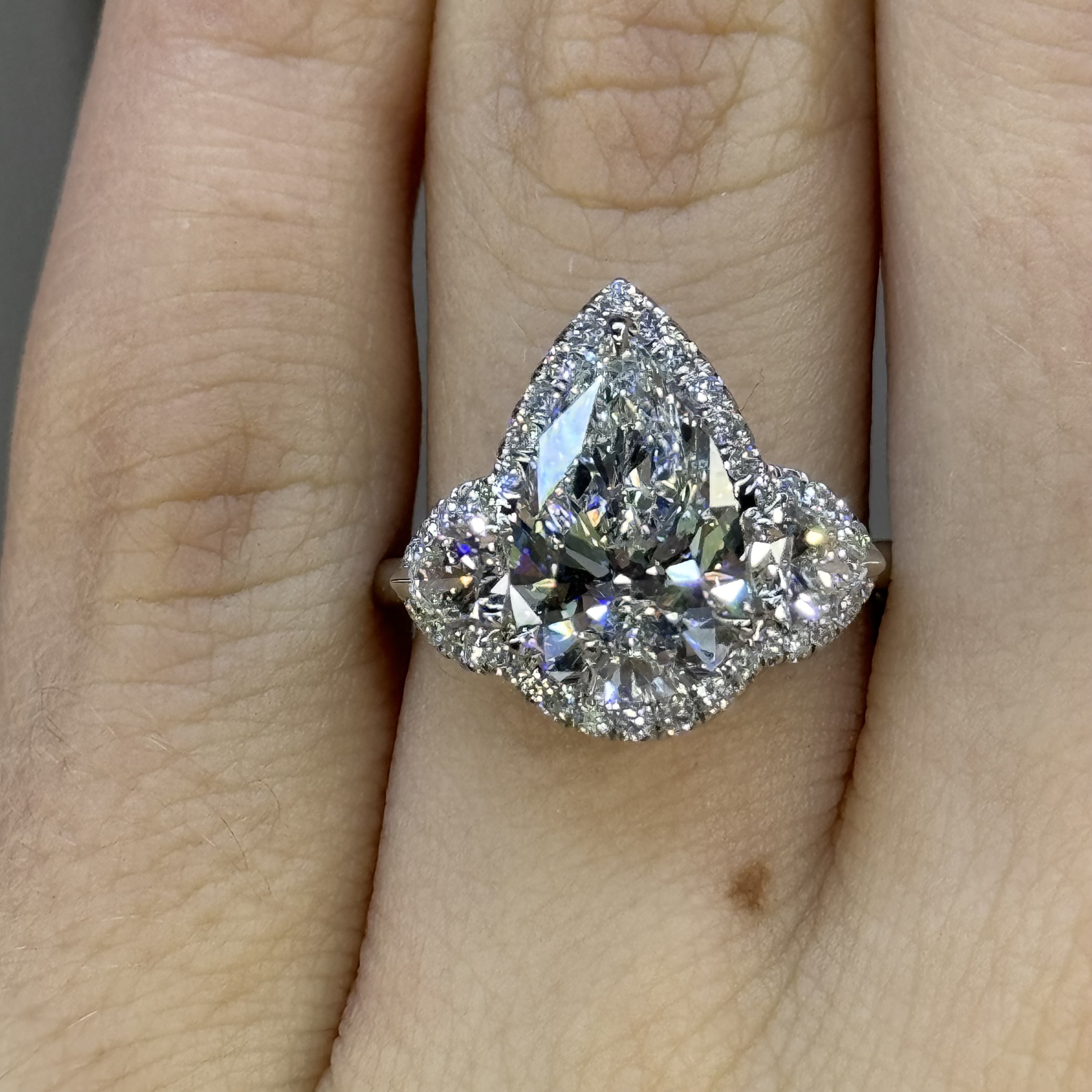 GIA 2.90 E VS1 Pear "Savannah" Engagement Ring Image 3 Forever Diamonds New York, NY