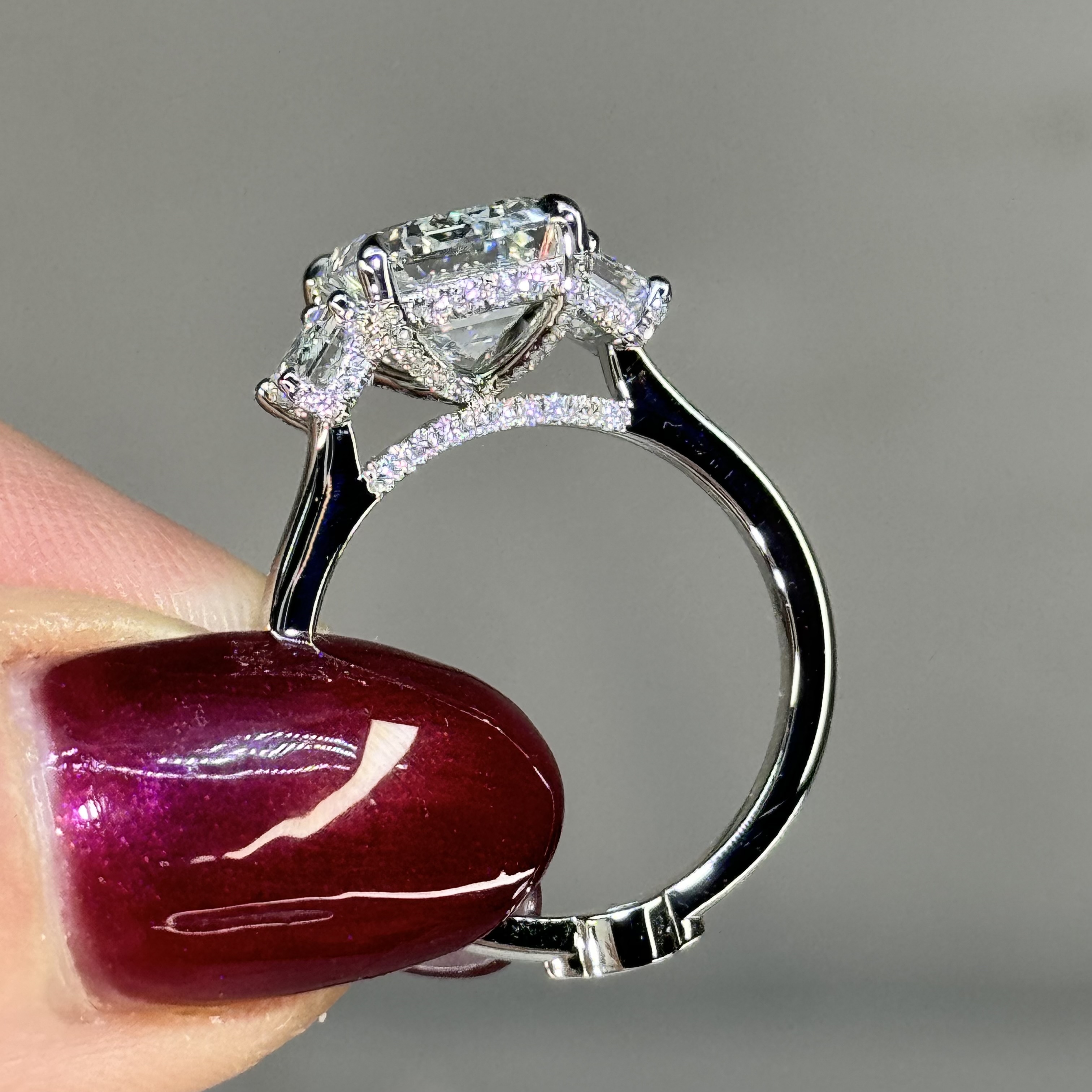 GIA 4.03ct E VS2 Emerald "Heidi" Engagement Ring Image 2 Forever Diamonds New York, NY