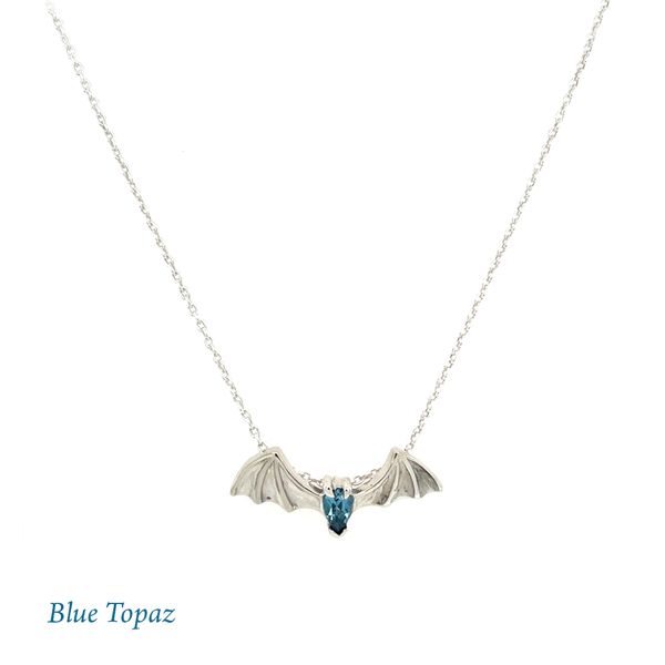 Austin Bat Pendant with Blue Topaz Gemstone