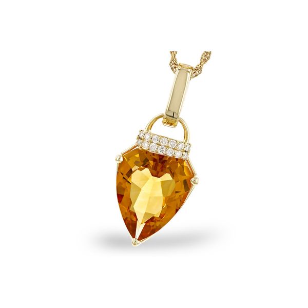 14 newest Karat Yellow Gold Citrine and Diamond Pendant