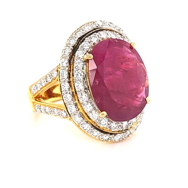 18kt Yellow Gold Ruby & Diamond Estate Ring  Image 2 James Gattas Jewelers Memphis, TN