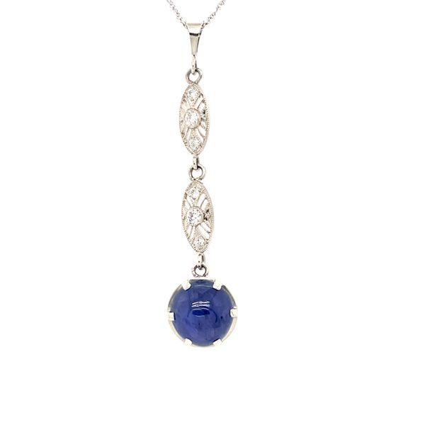 Platinum, sapphire and diamonds with chain 23500162 James Gattas