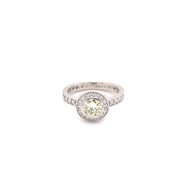 Platinum Halo Fancy Yellow Diamond Engagement Ring James Gattas Jewelers Memphis, TN