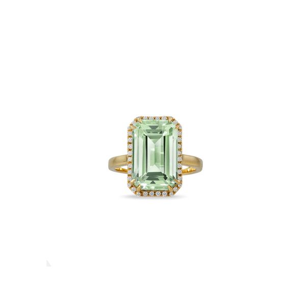 Doves 18K Yellow Gold with Mint Green Amethyst Center George Press Jewelers Livingston, NJ